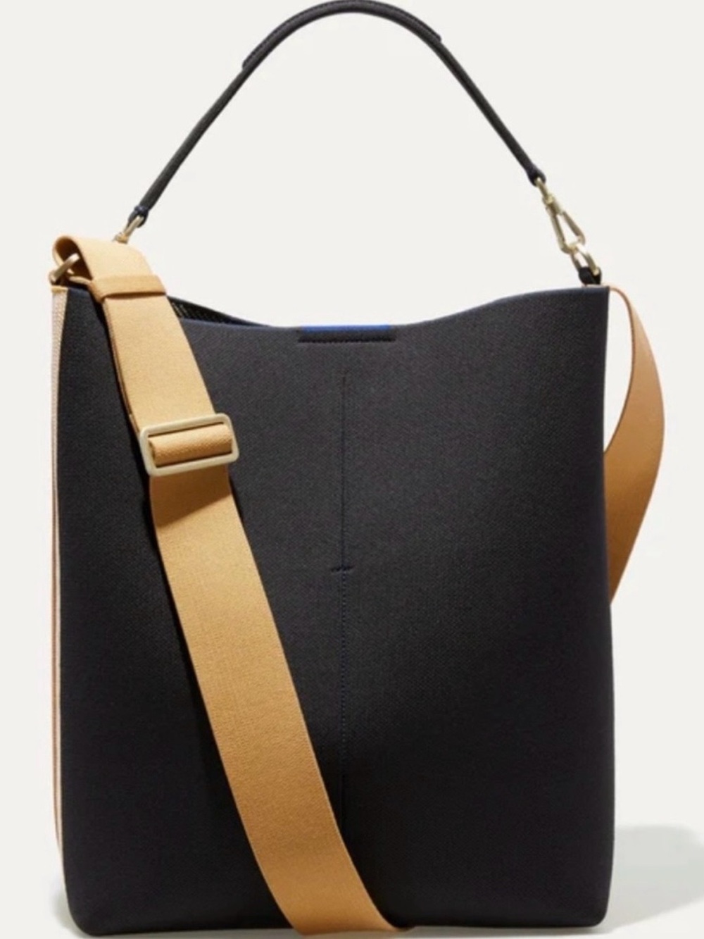 Rothy's Large Bucket Tote - Navy/Black, Tan, Gold Hardware - Picture 3 of 16